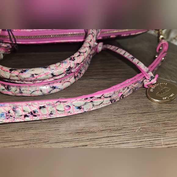 Brahmin Pink and Purple Pink Cobra Snake Print Satchel - Picture 7 of 11